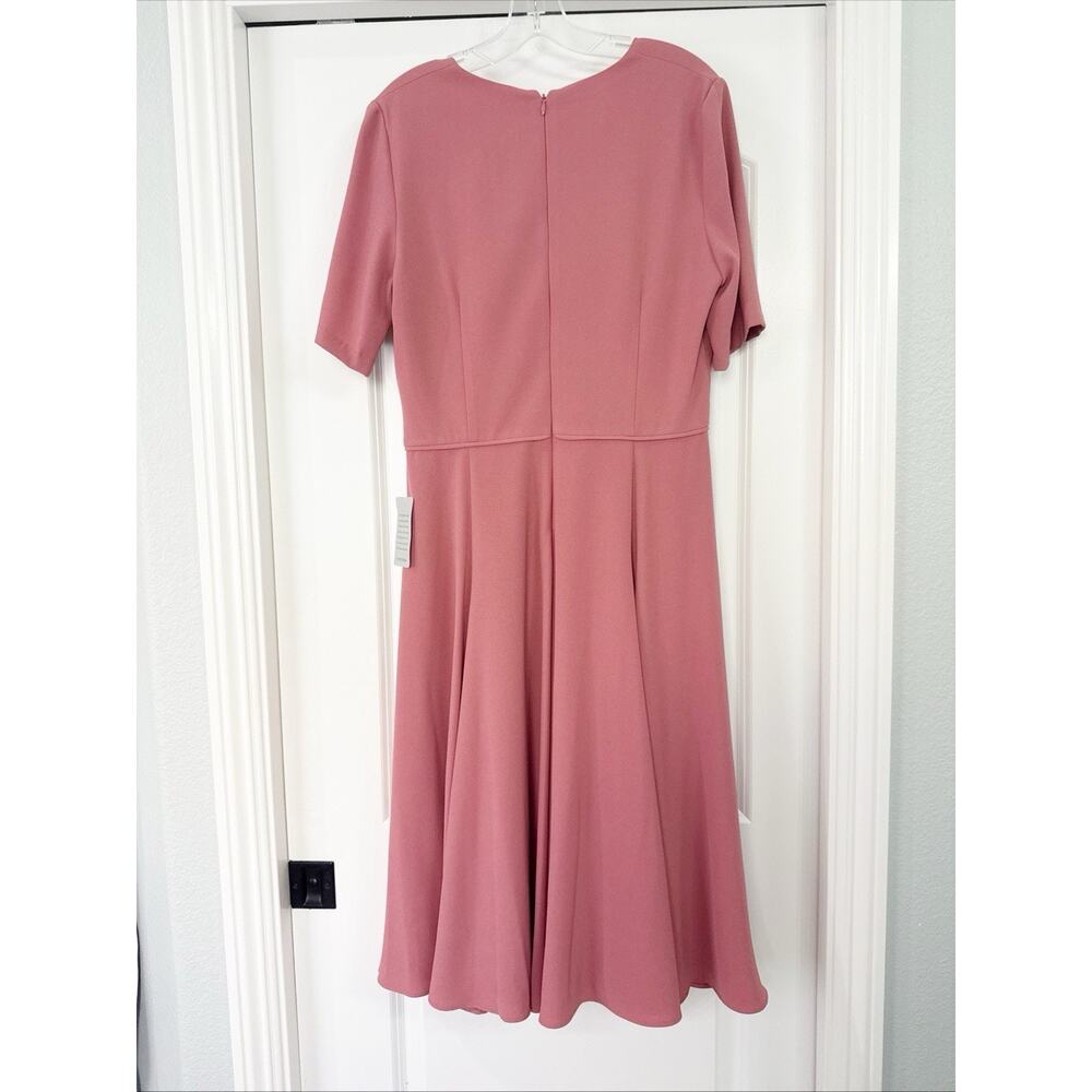 Gal Meets Glam Dress Edith City Crepe Fit & Flare Midi Mauve Pink Size 12 New - Picture 4 of 14